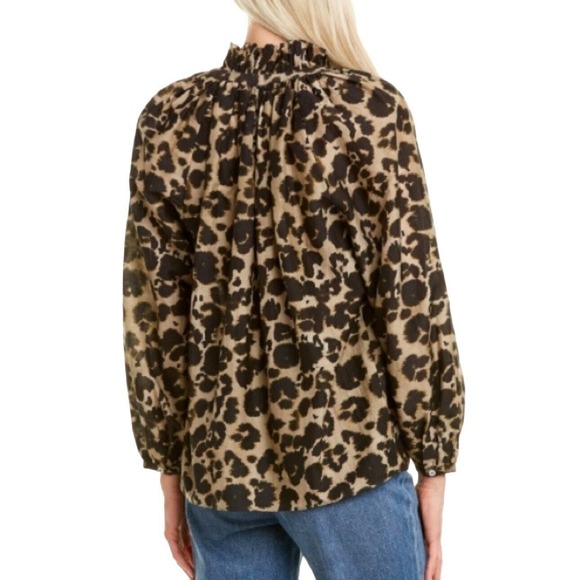 Current Elliot Womens Annabelle Blouse Cotton Silk Blend Animal Print Sz 1 (2-4) - Picture 9 of 14